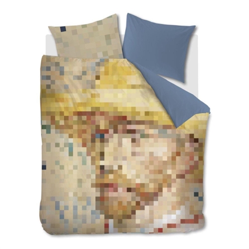 Rutig ekologisk sengetøy 140x200 cm - Vändbart sengesett i 100% ekologisk bomullssatin - Homage Multi - Beddinghouse sengelinned