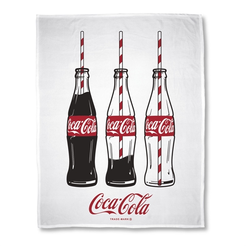 Barnfilt - Coca Cola - 150x200 cm - Mjuk fleecefilt - Vit