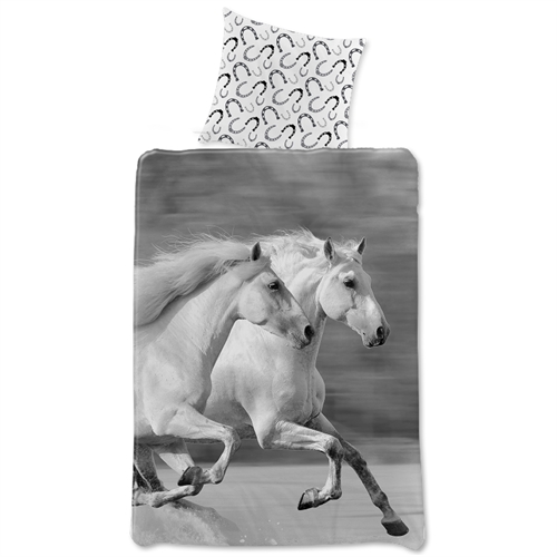 Hästsängkläder 140x200 cm - Galopperande hästar - Vändbart påslakan - 100% bomullssängset
