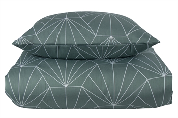 Påslakanset - 200x220 cm - Vändbart design i 100% Bomullssatin - Hexagon grön - Sängset från By Night