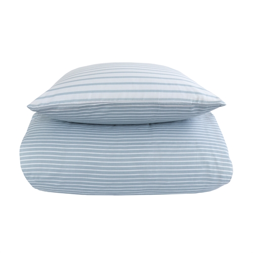 Sängkläder i bomullssatin - 150x210 cm - Smala linjer blå - Randiga sängkläder - By Night vändbara sängkläder