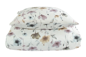 Påslakan dubbeltäcke - 200x220 cm - 100% mjuk bomullsatin - Flower white - By Night - Blommor sängset
