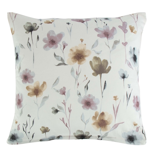 Kuddfodral 60x63 cm - 100% mjuk bomullssatin - Flower white - Från By Night
