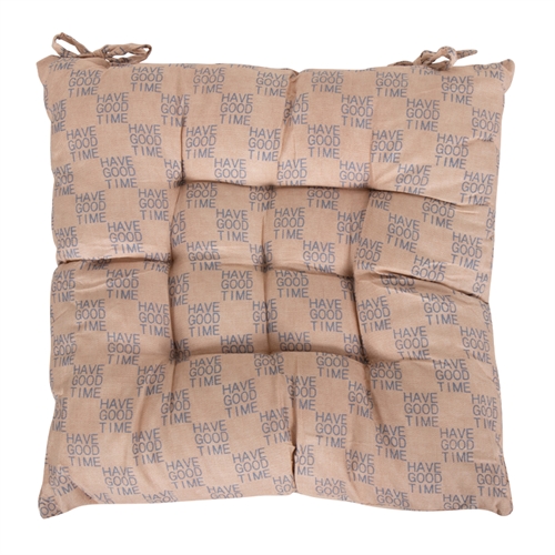 Stolsdyna - 35x35x6 cm - Sandfärgad trädgårdsdyna med text