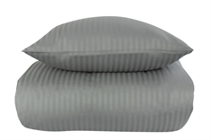 Påslakanset satin - 140x200 cm - Jaquardvävt  - Enfärgat randig grå - 100% bomullssatin