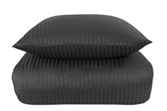Påslakan dubbeltäcke - 200x200 cm - 100% bomullssatin - Jaquardvävt - Randig antracitgrå