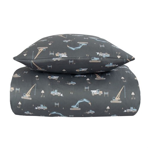 Sengetøy 140x200 cm - Construction arbejdsmaskiner - Bomuldssatin sengetøy - By Night sengesett