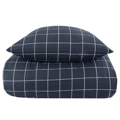 Sängkläder 200x220 cm - Blue Check - Sängkläder i bäckebölja - Borg Living - Sängkläder för dubbeltäcken