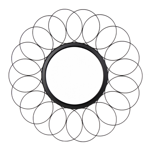 Spegel för väggen - 60 cm - Svart metallram - Dekorativ inredning