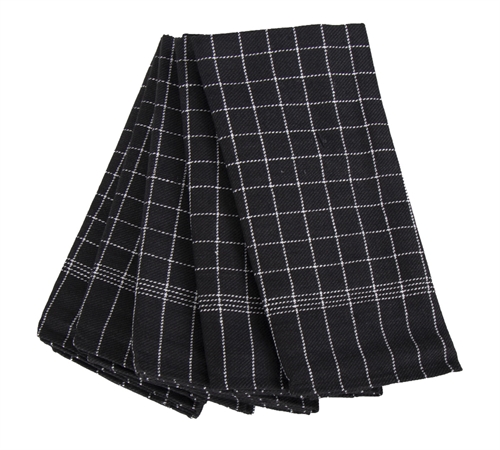 5 st. Kökshanddukar - 50x100 cm svarta kökshanddukar med vita rutor