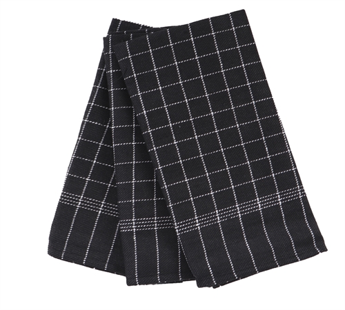 3 st. Kökshanddukar - 50x100 cm svarta kökshanddukar med vita rutor