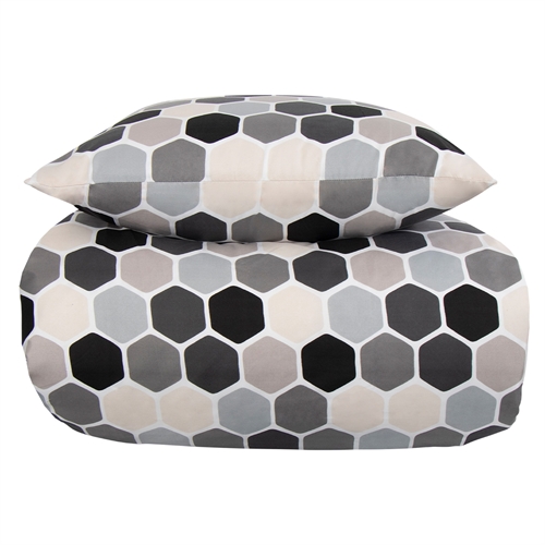 Sängkläder till dubbeltäcke 200x220 cm - Cube ljusgrått bäddset - IN Style sängkläder i mikrofiber