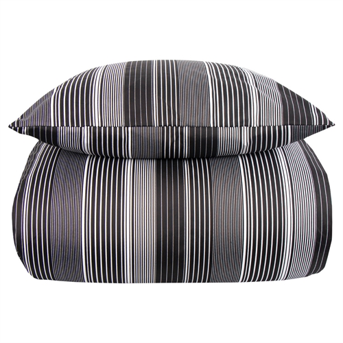 Sängkläder till dubbeltäcke 200x200 cm - Randigt svart bäddset - IN Style sängkläder i mikrofiber