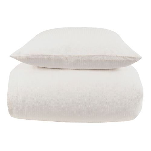 Kreppsängkläder dubbelsäng 200x200 cm - Vit sängset - 100% bomull - Krepp sänglinne - By Night 