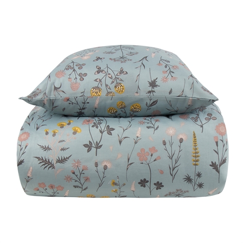 Sängkläder 140x200 cm - Grönt blommigt bäddset - Borg Living sängkläder i polycotton