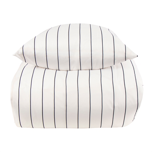 Dubbelt påslakanset 200x220 cm - Vitrandigt bäddset - Borg Living dubbeltäcke i polycotton.