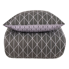 Sängkläder - 100% bomull - Vändbart med grått harlequin-design
