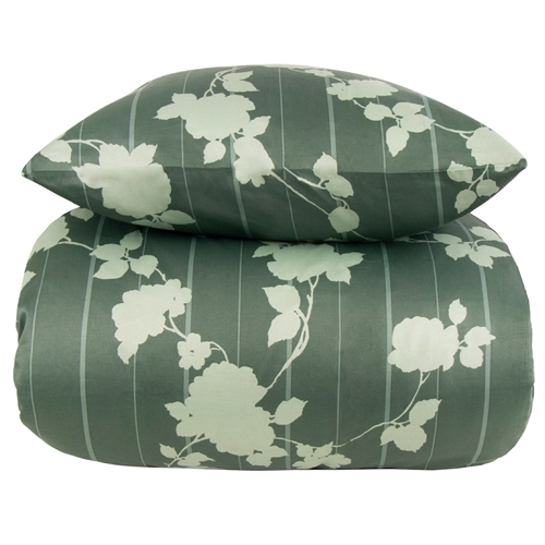 Sängkläder 140x200 cm - 100% bomullssatin - Rosenbloom gröna blommiga sängkläder - Extra mjukt bäddset från By Borg