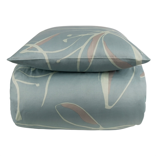 Extra mjukt sängkläder 140x200 cm - 100% bomullssatin - Blommigt grönt sängset - 300 TC sänglinne från By Borg