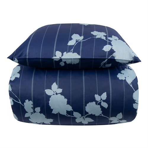 Extra mjukt sängkläder 140x200 cm - 100% bomullssatin - Blommigt blått sängset - 300 TC sänglinne från By Borg