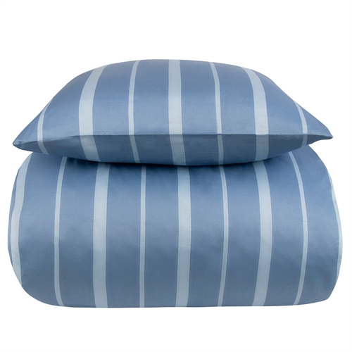 Extra mjukt sängkläder 140x200 cm - 100% bomullssatin - Ljusblå randigt sängset - 300 TC sänglinne från By Borg