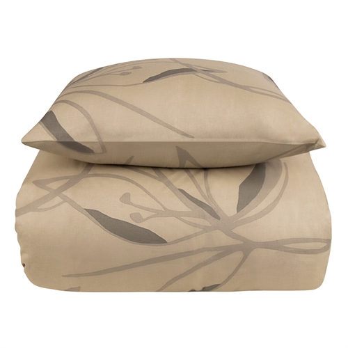 Sängkläder 140x200 cm - 100% bomullssatin - Iris beige blommiga sängkläder - Extra mjukt bäddset från By Borg