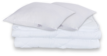 Täcke och kuddset - Medelvarmt helårstäcke 200x220 cm + 2xkuddar - Fiberdyna - Zen Sleep allergivänligt täcke och kudde