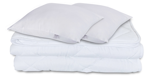 Set med täcke och kuddar - Täcke för alla årstider 200x220 cm + 2 kuddar 60x63 cm - Fibertäcke - Zen Sleep allergivänligt täcke och kudde