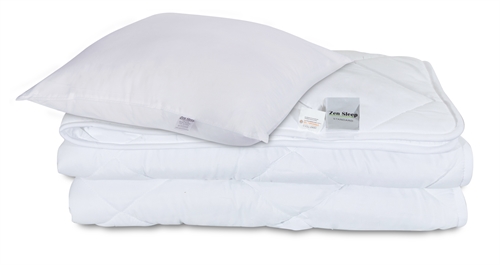 Set med täcke och kudde - Helårstäcke 140x220 cm + kudde 60x63 cm - Fibertäcke - Zen Sleep allergivänligt täcke och kudde