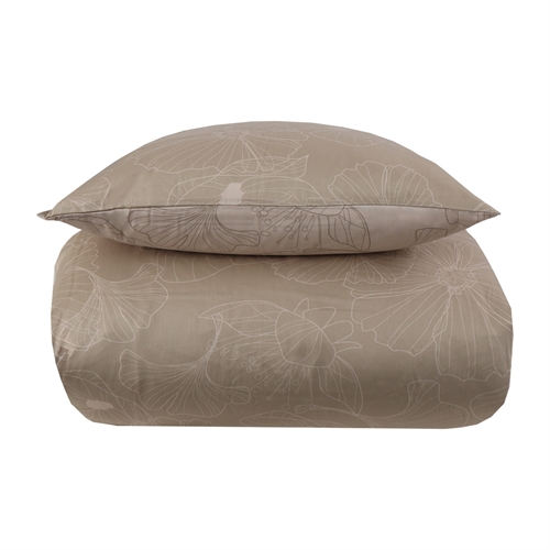 Sängkläder 150x210 cm - Vändbar design i 100% bomullssatin - Big Flower sand - Bäddset från By Night