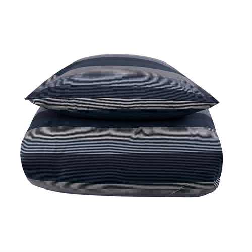 Randiga sängkläder 150x210 cm - 100% mjuk bomullssatin - Big Stripes Blue - By Night sängkläder
