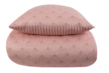Påslakanset 140x200 cm - Vändbart design i 100% Bomullssatin - Fan peach - Sängset från By Night