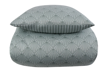 Påslakanset 140x220 cm - Vändbart design i 100% Bomullssatin - Fan green - Sängset från By Night