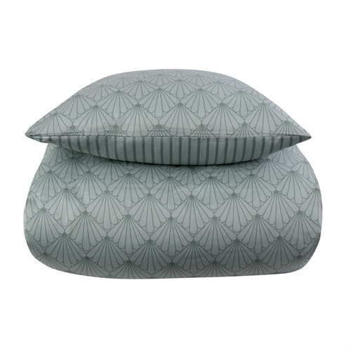 Sängkläder 150x210 cm - Vändbar design i 100% bomullssatin - Fan green - Bäddset från By Night