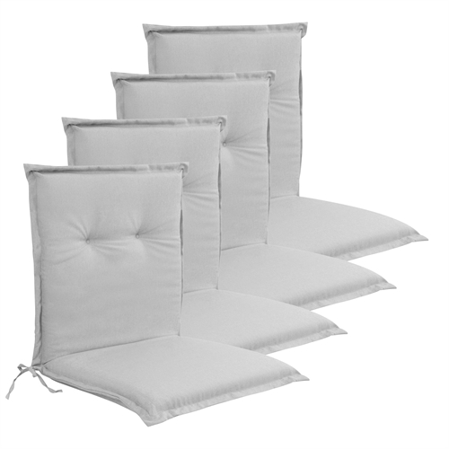 Lyx PLUS trädgårdskuddpaket till trädgårdsstol 4 st. - Tjock skumkärna 7 cm - Grå trädgårdsstolskuddar med extra hög komfort & UV-resistent överdrag - Nordstrand Home kuddar