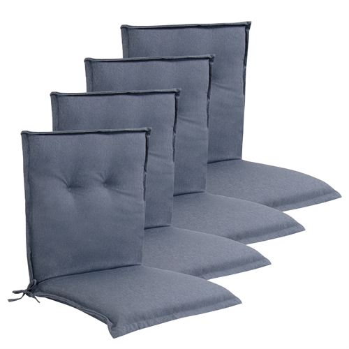 Lyx PLUS trädgårdskuddpaket till trädgårdsstol 4 st. - Tjock skumkärna 7 cm - Blå trädgårdsstolskuddar med extra hög komfort & UV-resistent överdrag - Nordstrand Home kuddar