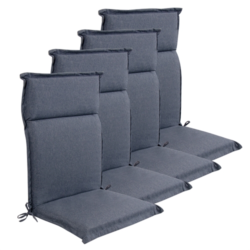 Lyx PLUS trädgårdskuddar till positionsstol 4 st. - Tjock skumkärna 7 cm - Mörkblå trädgårdskuddar till trädgårdsstol med extra hög komfort & UV-resistent överdrag - Nordstrand Home kuddar