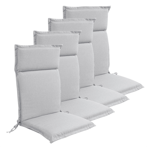Lyx PLUS trädgårdskuddar till positionsstol 4 st. - Tjock skumkärna 7 cm - Grå trädgårdskuddar till trädgårdsstol med extra hög komfort & UV-resistent överdrag - Nordstrand Home kuddar