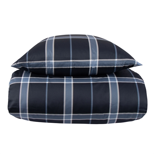Rutiga sängkläder150x210 cm - 100 % Mjuk bomullssatin - Big Check Blue - By Night bäddset
