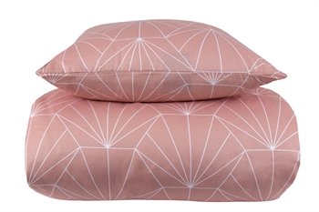 Påslakanset 140x200 cm - Vändbart design i 100% Bomullssatin - Hexagon peach - Sängset från By Night