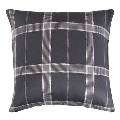 Kuddfodral 60x63 cm - 100% mjuk bomullssatin - Big Check Grey - By Night