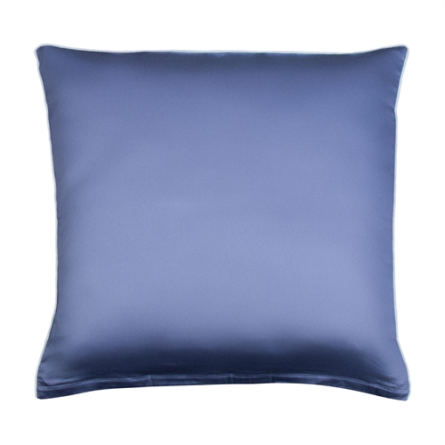 Örngott 60x63 cm - 100% bomullssatin - Solid blått örngott med pipingkant - Extra mjukt örngott från By Borg