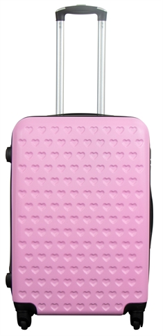 Resväskor - Rosa med hjärtan - Hard case resväska - Stötsäker polypropylen