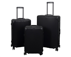 Aluminium resväskeset - 3 st - Svart - Lyxig resväska med TSA-lås