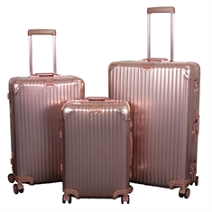 Aluminiumresväskor - Set med 3 resväskor - Lyxiga reseväskor - Roséguld med TSA-lås