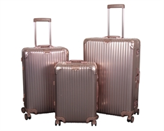 Aluminium resväskor - 3 st. Set - Lyxiga resväskor - Roséguld med TSA-lås