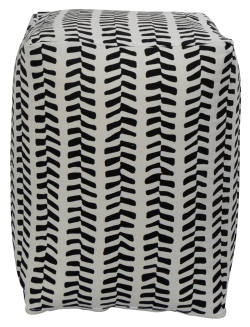 Sidopuff - 28x28x40 cm - Svart med mönster - Praktisk sittpuff från Nordstrand Home