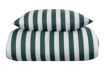 Randigt påslakanset- 140x220 cm - Mjuk bomullssatin - Nordic Stripe - Grön och vit sängkläder set