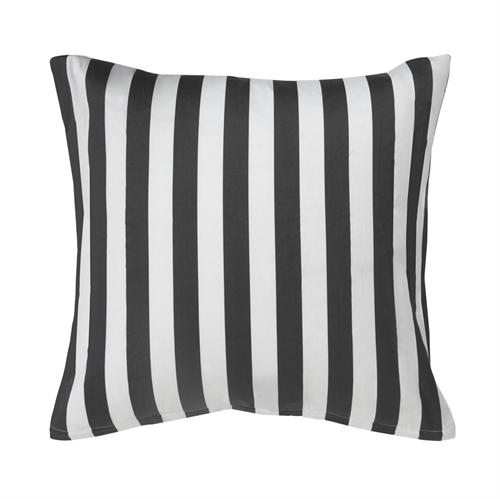 Kuddfodral 60x63 cm - Mjuk bomullssatin - Nordic Stripe - Mörkgrå och vit