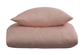 Påslakan 150x210 cm - Mjukt, jacquardvävt bomullssatin - Rutig rosa - By Night sängset